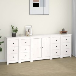 vidaXL Aparador de madera maciza de pino blanco 230 x 35 x 80 cm