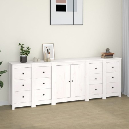 vidaXL Aparador de madera maciza de pino blanco 230 x 35 x 80 cm
