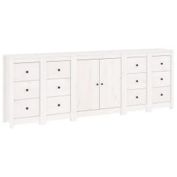 vidaXL Aparador de madera maciza de pino blanco 230 x 35 x 80 cm