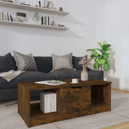 vidaXL Mesa de centro madera de ingeniería roble ahumado 102x50x36 cm