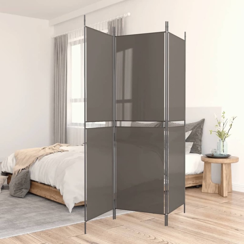 vidaXL Biombo divisor de 3 paneles de tela gris antracita 150x220 cm vidaXL Biombo divisor de 3 paneles de tela gris antracita 150x220 cm