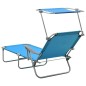 vidaXL Tumbona de jardín con toldo acero azul vidaXL Tumbona de jardín con toldo acero azul