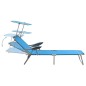 vidaXL Tumbona de jardín con toldo acero azul vidaXL Tumbona de jardín con toldo acero azul