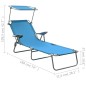 vidaXL Tumbona de jardín con toldo acero azul vidaXL Tumbona de jardín con toldo acero azul