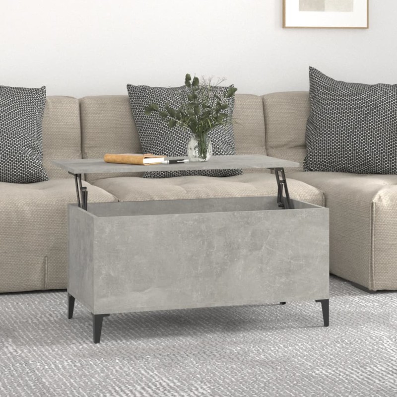 vidaXL Mesa de centro madera contrachapada gris hormigón 90x44,5x45 cm vidaXL Mesa de centro madera contrachapada gris hormigón 90x44,5x45 cm