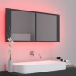vidaXL Armario espejo de baño con luz LED acrílico gris 100x12x45 cm vidaXL Armario espejo de baño con luz LED acrílico gris 100x12x45 cm