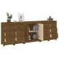 vidaXL Aparador de madera maciza de pino marrón miel 230 x 35 x 80 cm vidaXL Aparador de madera maciza de pino marrón miel 230 x 35 x 80 cm