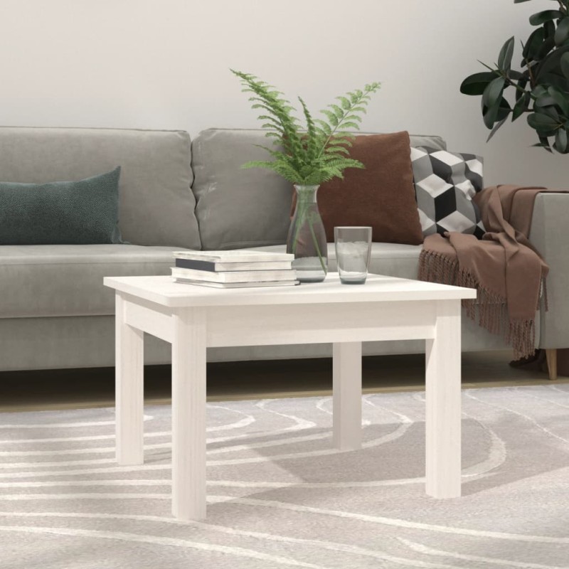 vidaXL Mesa de centro de madera maciza de pino blanco 45x45x30 cm vidaXL Mesa de centro de madera maciza de pino blanco 45x45x30 cm