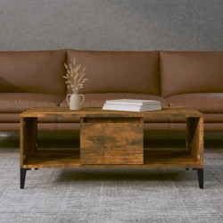 vidaXL Mesa de centro madera contrachapada roble ahumado 90x50x36,5 cm