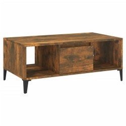 vidaXL Mesa de centro madera contrachapada roble ahumado 90x50x36,5 cm