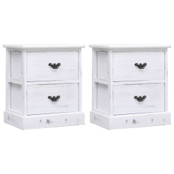 vidaXL Mesitas de noche 2 uds madera de Paulownia blanco 38x28x45 cm