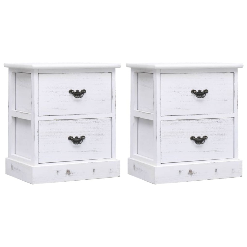 vidaXL Mesitas de noche 2 uds madera de Paulownia blanco 38x28x45 cm vidaXL Mesitas de noche 2 uds madera de Paulownia blanco 38x28x45 cm
