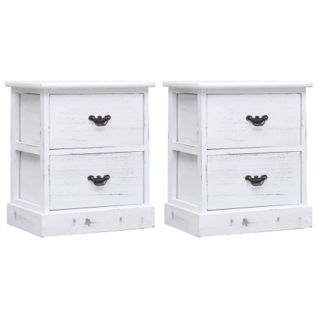 vidaXL Mesitas de noche 2 uds madera de Paulownia blanco 38x28x45 cm