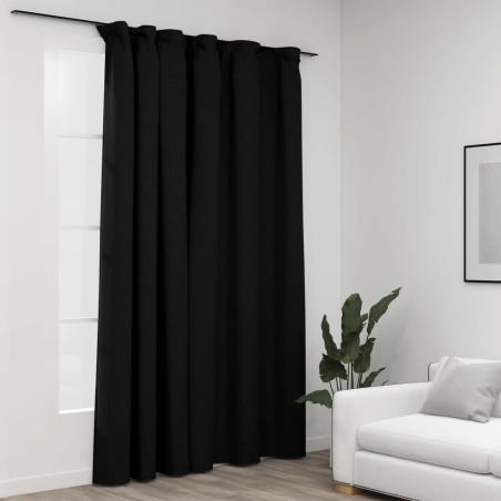 vidaXL Cortina opaca con ganchos look de lino gris antracita 290x245cm