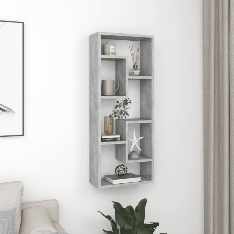 vidaXL Estantería de pared contrachapada gris hormigón 36x16x90 cm vidaXL Estantería de pared contrachapada gris hormigón 36x16x90 cm