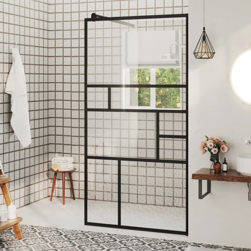 vidaXL Mampara de ducha accesible vidrio ESG claro negro 80x195 cm vidaXL Mampara de ducha accesible vidrio ESG claro negro 80x195 cm