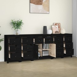 vidaXL Aparador de madera maciza de pino negro 230 x 35 x 80 cm