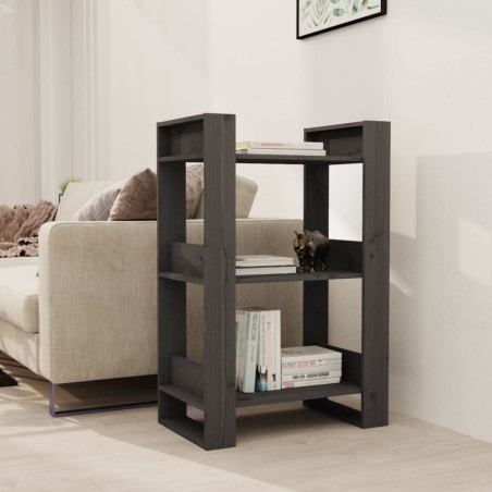 vidaXL Estantería/divisor de espacios madera pino gris 60x35x91 cm