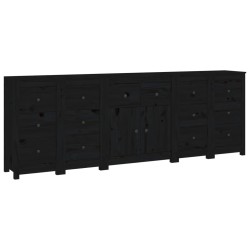 vidaXL Aparador de madera maciza de pino negro 230 x 35 x 80 cm