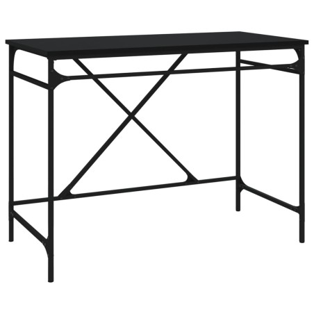 vidaXL Escritorio de hierro y madera contrachapada negro 100x50x75 cm