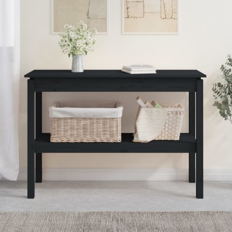vidaXL Mesa consola madera maciza de pino negro 110x40x75 cm