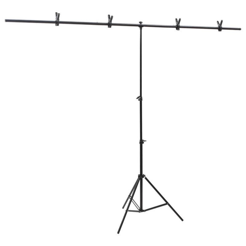 vidaXL Soporte para fondos en forma de T negro 201x60x(70-200) cm vidaXL Soporte para fondos en forma de T negro 201x60x(70-200) cm