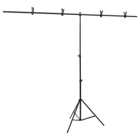 vidaXL Soporte para fondos en forma de T negro 201x60x(70-200) cm