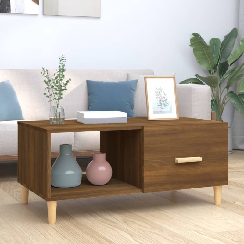 vidaXL Mesa de centro madera contrachapada roble marrón 89,5x50x40 cm vidaXL Mesa de centro madera contrachapada roble marrón 89,5x50x40 cm