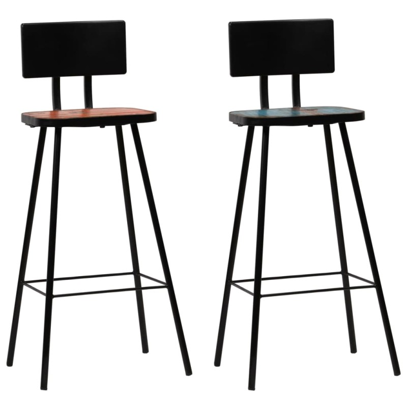 vidaXL Taburetes de cocina 2 unidades madera maciza reciclada vidaXL Taburetes de cocina 2 unidades madera maciza reciclada