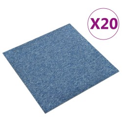 vidaXL Baldosas de suelo de moqueta 20 uds 5 m² 50x50 cm azul