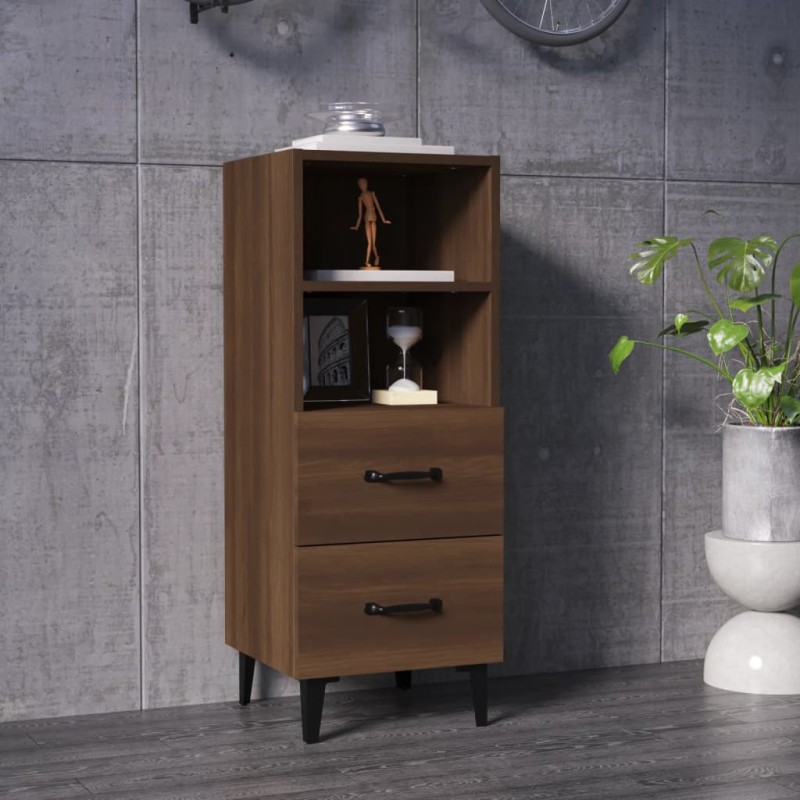 vidaXL Aparador madera contrachapada marrón roble 34,5x34x90 cm vidaXL Aparador madera contrachapada marrón roble 34,5x34x90 cm