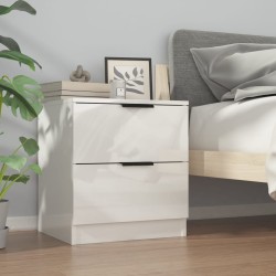 vidaXL Mesita de noche madera contrachapada blanco brillante