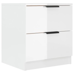 vidaXL Mesita de noche madera contrachapada blanco brillante
