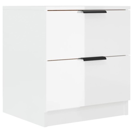 vidaXL Mesita de noche madera contrachapada blanco brillante
