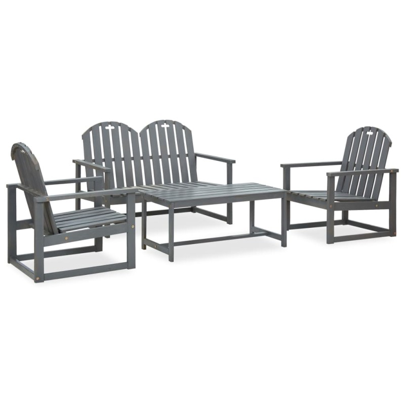 vidaXL Set de muebles de jardín 4 piezas madera maciza de acacia gris vidaXL Set de muebles de jardín 4 piezas madera maciza de acacia gris