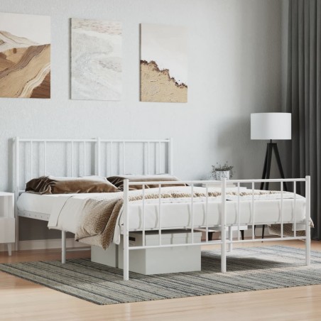 vidaXL Estructura cama metal cabecero y pie de cama blanco 140x190 cm