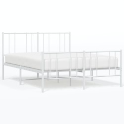 vidaXL Estructura cama metal cabecero y pie de cama blanco 140x190 cm