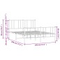 vidaXL Estructura cama metal cabecero y pie de cama blanco 140x190 cm vidaXL Estructura cama metal cabecero y pie de cama blanco 140x190 cm