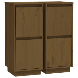 vidaXL Aparador 2 uds madera maciza de pino marrón miel 31,5x34x75 cm