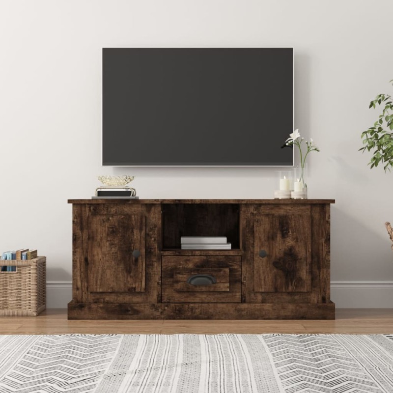 vidaXL Mueble para TV madera contrachapada roble ahumado 100x35,5x45cm