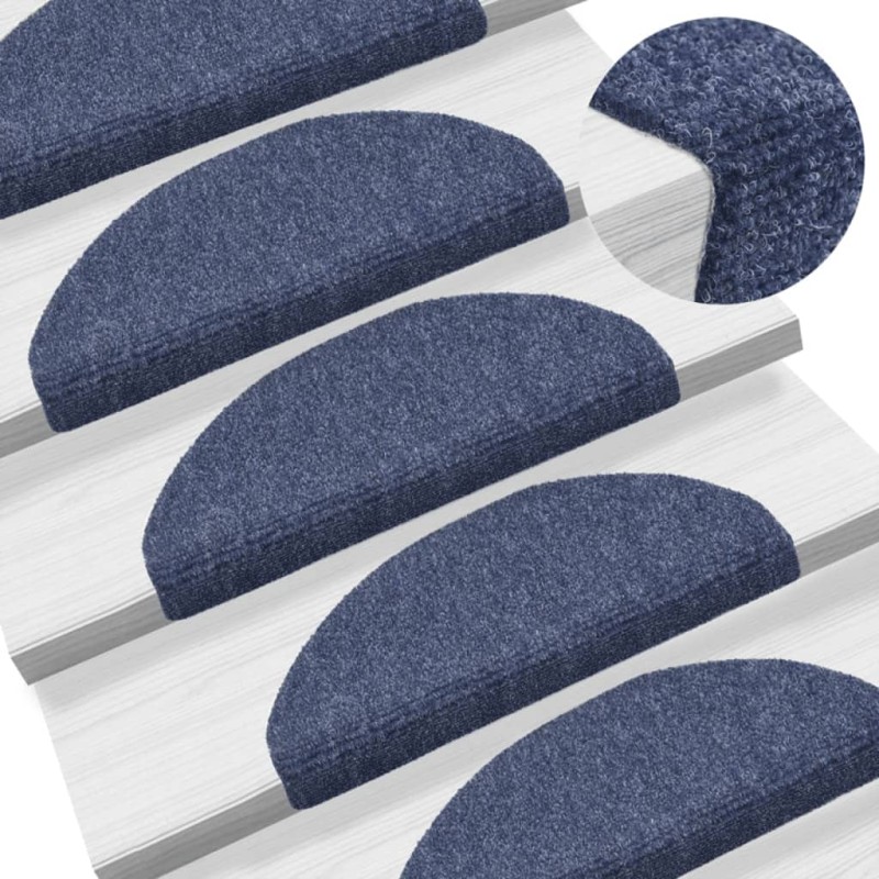 vidaXL Alfombrilla de escaleras 15 uds tela punzonada 65x21x4 cm azul vidaXL Alfombrilla de escaleras 15 uds tela punzonada 65x21x4 cm azul