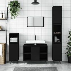 vidaXL Armario de baño madera contrachapada negro 30x30x100 cm