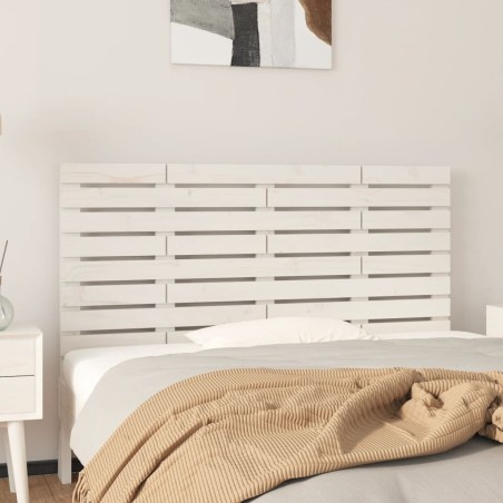 vidaXL Cabecero de cama de pared madera maciza pino blanco 146x3x63 cm