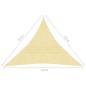 vidaXL Toldo de vela triangular HDPE 3,6x3,6x3,6 m beige