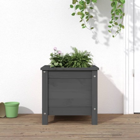 vidaXL Jardinera madera maciza de pino gris 40x40x39 cm