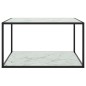 vidaXL Mesa de centro negra con vidrio de mármol blanco 90x90x50 cm