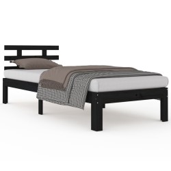 vidaXL Estructura de cama madera maciza negro 90x200 cm