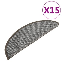 vidaXL Alfombras de peldaños de escalera 15 uds gris 56x17x3 cm