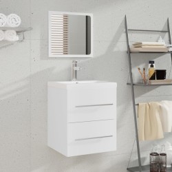 vidaXL Mueble de baño con lavabo madera contrachapada blanco