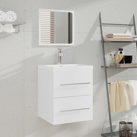 vidaXL Mueble de baño con lavabo madera contrachapada blanco